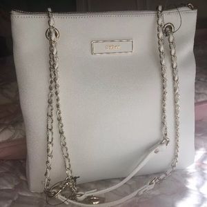 SOLD! DKNY White Leather Handbag